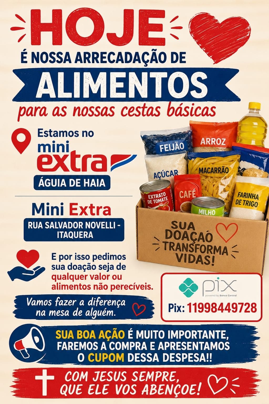 Arrecadação de Alimentos em Itaquera: Ajude a Montar Cestas Básicas e Faça a Diferença