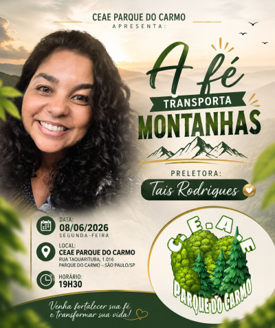 🌿 Palestra Pública – “A Fé Transporta Montanhas” 🌿
